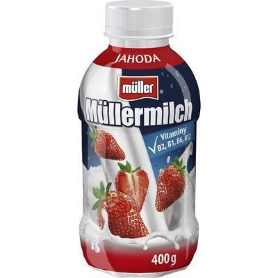 NÁPOJ MLIEČNY MÜLLERMILK JAHODA 400g / 376ml 1,4% MULLER