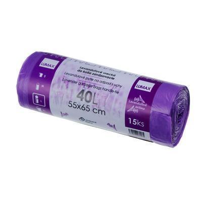 VRECIA NA ODPAD LAVENDER S UŠAMI 40l 15ks HDPE 55×65 LUMAX