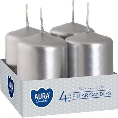 SVIEČKY ADVENTNÉ 60x40mm METALICKÁ STRIEBORNÁ 4ks