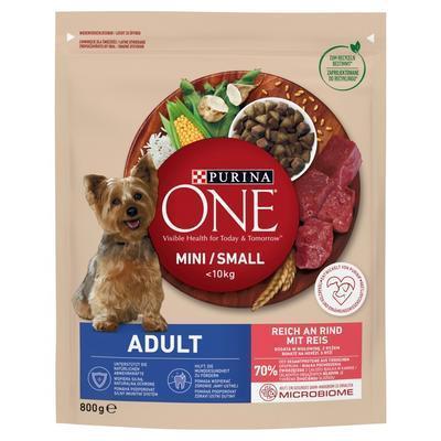 GRANULE PES PURINA ONE MINI ADULT DOG HOVÄDZIE S RYŽOU 800g
