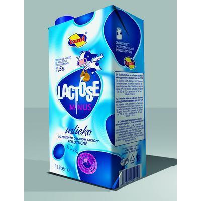 MLIEKO BEZ LAKTÓZY LACTOSE MINUS POLOTUČNÉ TRVANLIVÉ 1,5% 1l UHT TAMI BEZ LAKTOZY