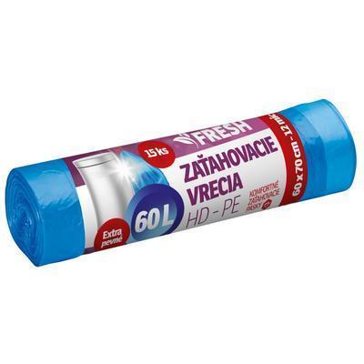 VRECIA NA ODPAD 60l 15ks HDPE 18mi 60×70 ZAŤAHOVACIE FRESH