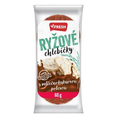 CHLEBÍK RYŽOVÝ POLOMÁČANÝ MLIEČNOKAKAOVÁ POLEVA 60g FRESH BEZLEP